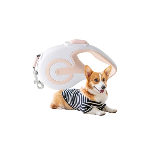 Galatée Einziehbare Hundeleine, EIN-Knopf-Bremse Und -Verriegelung, 360° Verhedderungsfreie Leine Für Kleine Und Mittelgroße Hunde Bis 15 kg, Bequemer Handgriff(S, Weiß) von Galatée