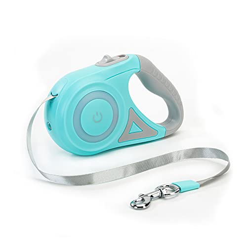 Galatée Einziehbare Hundeleine, Einfache EIN-Knopf-Bremse Und Verriegelung Ausziehbare Hundeleine Mit LED-Taschenlampe(M, 5M Seillänge, Grün) von Galatée