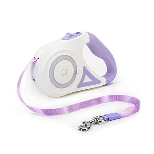 Galatée Einziehbare Hundeleine, Einfache EIN-Knopf-Bremse Und Verriegelung Ausziehbare Hundeleine Mit LED-Taschenlampe(M, 5M Seillänge, Violett) von Galatée