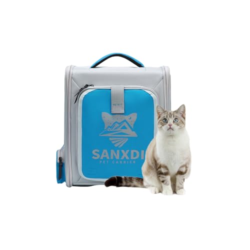 Galatée Erweiterbarer Haustier-Rucksack, Katzenrucksack Mit Atmungsaktivem Netzgewebe, Zusammenklappbare Weiche Katzen-Reisetasche Für Wanderungen Im Freien, Großer Weltraum-Hunderucksack(Blau) von Galatée