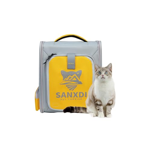 Galatée Erweiterbarer Haustier-Rucksack, Katzenrucksack Mit Atmungsaktivem Netzgewebe, Zusammenklappbare Weiche Katzen-Reisetasche Für Wanderungen Im Freien, Großer Weltraum-Hunderucksack(Gelb) von Galatée