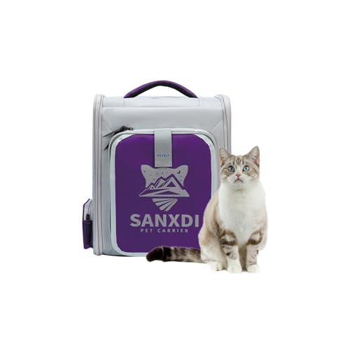 Galatée Erweiterbarer Haustier-Rucksack, Katzenrucksack Mit Atmungsaktivem Netzgewebe, Zusammenklappbare Weiche Katzen-Reisetasche Für Wanderungen Im Freien, Großer Weltraum-Hunderucksack(Lila) von Galatée