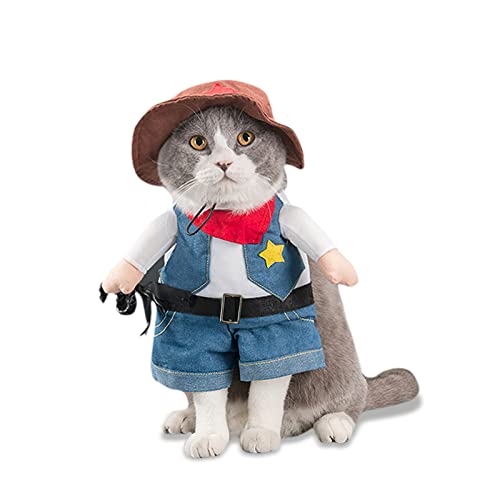 Galatée Haustier Halloween Kostüm, Lustige Hundeparty Kleidung Hut, Weihnachts Cowboy Hundekleidung, Lustige Haustier Cowboy Outfit Kleidung Für Hundekatze(L) von Galatée