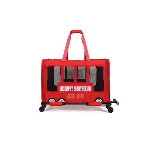 Galatée Haustier-Kinderwagen, Hunde-Reisetasche Mit Abnehmbaren Rollen, Tragbare Katzentragetasche, Faltbare Hundetasche Für Reisen, Camping Im Freien(Rot) von Galatée