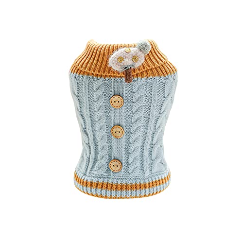 Galatée Haustier Pullover, Katze Hund Warm Pullover Pullover, Winter Warm Hund Katze Pullover Kleidung, Haustier Katzen Strickpullover Komfortable Haustiermantel（M, Blaue Drehung von Galatée