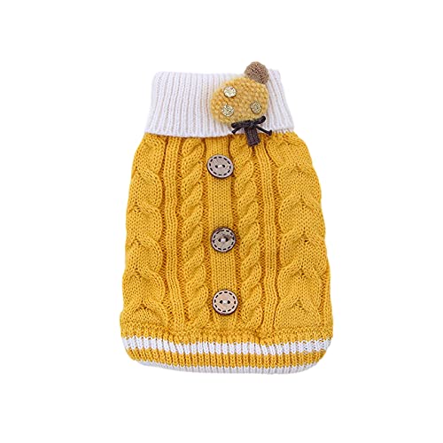 Galatée Haustier Pullover, Katze Hund Warm Pullover Pullover, Winter Warm Hund Katze Pullover Kleidung, Haustier Katzen Strickpullover Komfortable Haustiermantel（M, Gelbe Drehung von Galatée