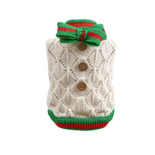 Galatée Haustier Pullover, Katze Hund Warm Pullover Pullover, Winter Warm Hund Katze Pullover Kleidung, Haustier Katzen Strickpullover Komfortable Haustiermantel（M, Grüne Streifen von Galatée