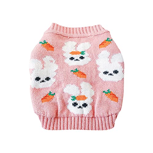 Galatée Haustier Pullover, Katze Hund Warm Pullover Pullover, Winter Warm Hund Katze Pullover Kleidung, Haustier Katzen Strickpullover Komfortable Haustiermantel（S, Rosa Kaninchen von Galatée