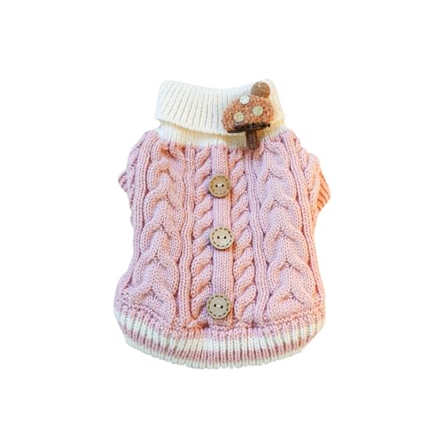 Galatée Haustier Pullover, Katze Hund Warm Pullover Pullover, Winter Warm Hund Katze Pullover Kleidung, Haustier Katzen Strickpullover Komfortable Haustiermantel（S, Rosa Twist von Galatée