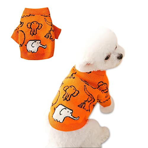 Galatée Haustier Pullover, Stricken Hundepullover, Katze Hund Warme Pullover Pullover, Warme Winter Hund Weste, Hund Katze Pullover Mantel Warme Kleidung(S, Orange) von Galatée