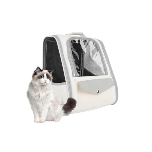 Galatée Haustier-Rucksack, Haustier-Rucksack Für Kleine Hunde Und Katzen, Vollständig Belüfteter Netz-Hunde-Rucksack, Tragbarer Katzen-Rucksack Für Reisen, Wandern, Outdoor-Einsatz(Grau) von Galatée