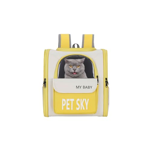 Galatée Haustier-Rucksack, Hunderucksack Mit Verbessertem Taillenkissen-Design, Hunderucksack Zum Wandern, Camping Oder Reisen, Rucksack Für Kleine Hunde Und Katzen(Gelb) von Galatée