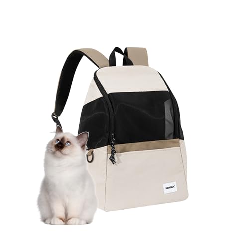 Galatée Haustier -Rucksack, Rucksack Für Katzenbeutel, Geeignet Für Mittlere Katzen Und Kleine Hunde, Tragbarer Atmungsaktiver Katzenrucksack Für Reisen, Wandern, Außengebrauch(Braun) von Galatée