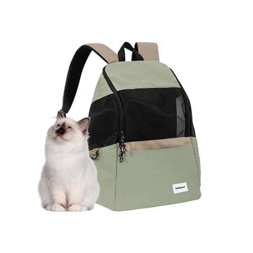 Galatée Haustier -Rucksack, Rucksack Für Katzenbeutel, Geeignet Für Mittlere Katzen Und Kleine Hunde, Tragbarer Atmungsaktiver Katzenrucksack Für Reisen, Wandern, Außengebrauch(Grün) von Galatée