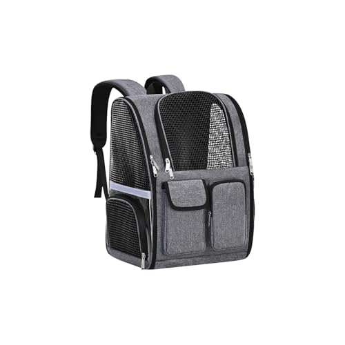 Galatée Haustier-Rucksack, Von Fluggesellschaften Zugelassener Hunderucksack, Katzentasche Für Reisen, Wandern, Radfahren, Spazierengehen Im Freien, Katzenrucksack Mit Atmungsaktivem Netz(Grau) von Galatée