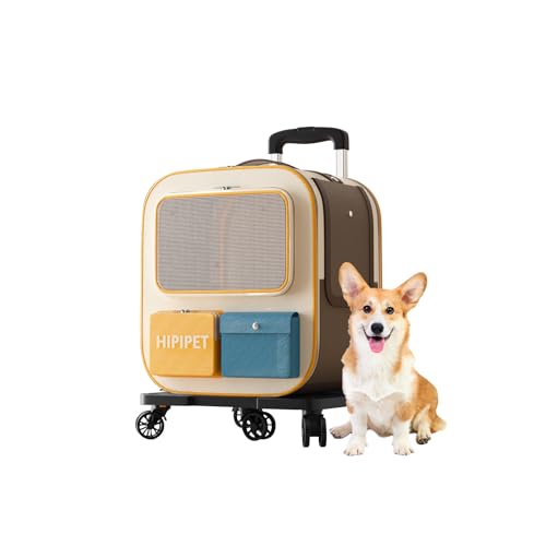 Galatée Haustier-Rucksack Mit Rollen, Bequemer Katzenrucksack Mit Abnehmbaren Rollen, Rolltragetasche Für Haustiere, Hunderucksack, Ideal Für Reisen/Wandern/Den Einsatz Im Freien(Blau) von Galatée