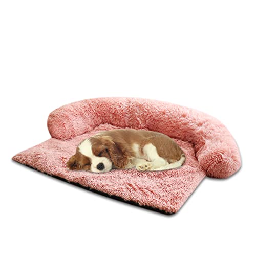 Galatée Haustier-Schlafsofa, Hunde-Schlafsofa Mit Rutschfestem Boden, Warmer Weicher Plüschzwinger, Waschbares Deckenkissen(L, Kreisförmig, Rosa) von Galatée