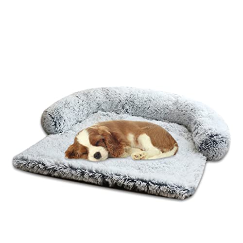 Galatée Haustier-Schlafsofa, Hunde-Schlafsofa Mit Rutschfestem Boden, Warmer Weicher Plüschzwinger, Waschbares Deckenkissen(S, Kreisförmig, Grau) von Galatée