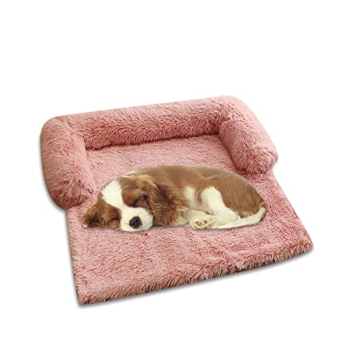 Galatée Haustier-Schlafsofa, Hunde-Schlafsofa Mit Rutschfestem Boden, Warmer Weicher Plüschzwinger, Waschbares Deckenkissen(XS, Quadrat, Rosa) von Galatée