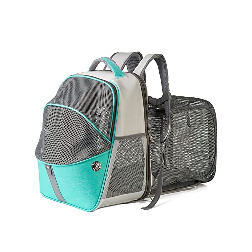 Galatée Haustier-Tragerucksack, Erweiterbarer Katzenrucksack, Tragbarer Hunderucksack Mit Netzöffnung, Faltbarer Haustiertragerucksack Für Katzen Und Kleine Hunde(Blau) von Galatée