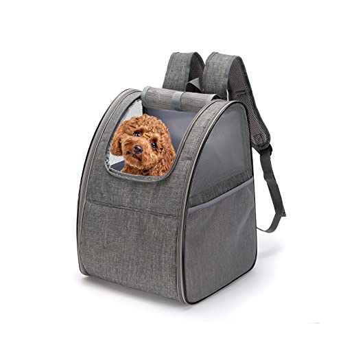 Galatée Haustiertragetasche, Haustiertragetasche Mit Belüftetem Design, Tragbarer Faltbarer Hundetragerucksack Für Reisen, Wandern Im Freien, Haustiertrage Für Haustiere Bis Zu 6,5 KG(Grau) von Galatée