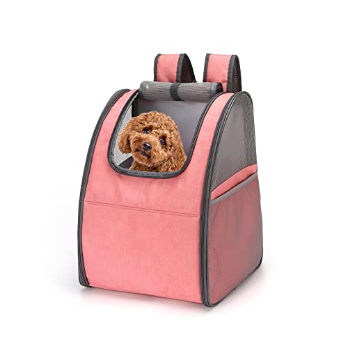 Galatée Haustiertragetasche, Haustiertragetasche Mit Belüftetem Design, Tragbarer Faltbarer Hundetragerucksack Für Reisen, Wandern Im Freien, Haustiertrage Für Haustiere Bis Zu 6,5 KG(Rosa) von Galatée