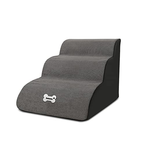 Galatée Haustiertreppe, waschbarer Bezug mit Reißverschluss, abnehmbare Haustierrampe, Hundestufen aus hochdichtem Schaumstoff, 3-stufiges Haustier-Klettertreppen-Hundesofa（Grau） von Galatée