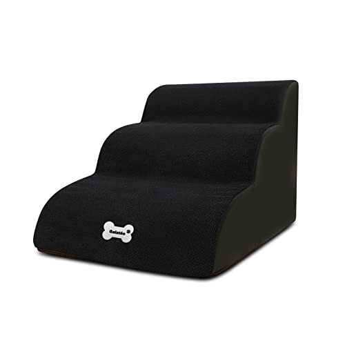 Galatée Hundetreppe, Weiche, Bequeme Haustiertreppe Mit Waschbarem Und Reißverschlussbezug, Einfach Zu Besteigende Hunderampenstufen, Hunderampen Für Schlafsofa(Schwarz) von Galatée