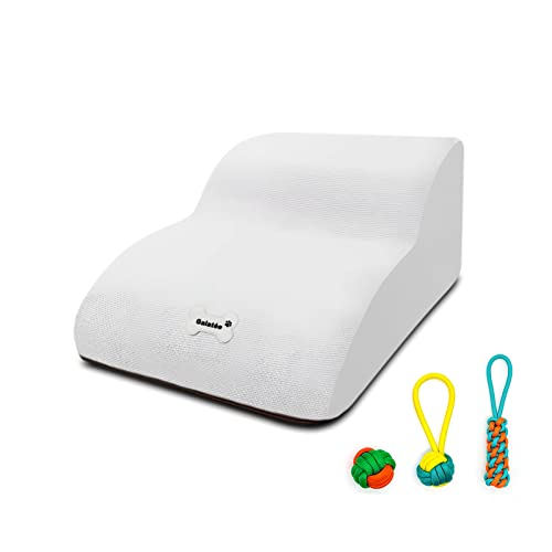 Galatée Haustiertreppe Aus Hochdichtem Schaumstoff, 2 Ebenen, Hundetreppe Und Rampe Für Hochbett Oder Sofa, Am Besten Für Verletzte Hunde, Ältere Katzen, Haustiere Mit Gelenkschmerzen(Weiß) von Galatée