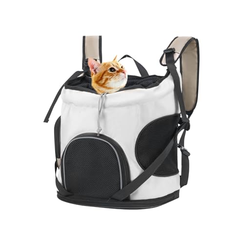 Galatée Hunde-Frontträger-Rucksack, Belüfteter Hunderucksack Für Wandern, Camping, Reisen, Vorderer Brustträger Für Kleine Katzen, Hunde, Verstellbarer Hunde-Haustier-Katzen-Rucksack(Grau) von Galatée