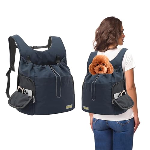 Galatée Hunde-Fronttrage-Rucksack, Verstellbare Haustier-Katzentruhe, Belüfteter Hundeträger Für Wandern, Camping Und Reisen, Belüfteter Hundereiserucksack Aus Netzgewebe(Dunkelgrau) von Galatée