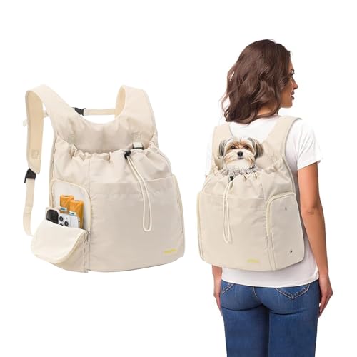 Galatée Hunde-Fronttrage-Rucksack, Verstellbare Haustier-Katzentruhe, Belüfteter Hundeträger Für Wandern, Camping Und Reisen, Belüfteter Hundereiserucksack Aus Netzgewebe(Nicht-Gerade Weiss) von Galatée