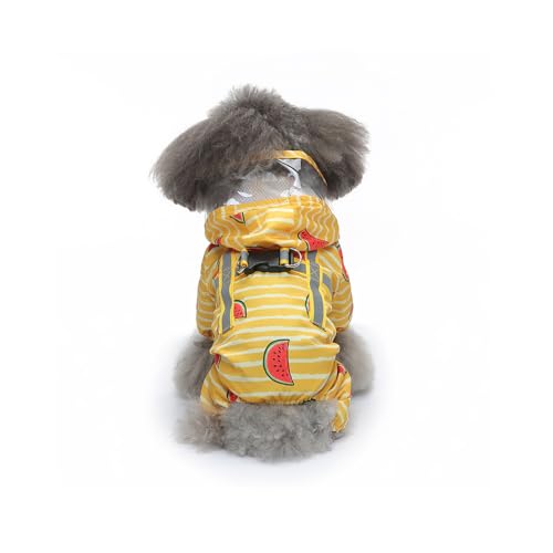 Galatée Hunde Regenmantel, Hunde Regenmantel Mit Kapuze, Haustier Wasserdichtes Schicht Mit Leinenloch, Hunde -Kapuze -Regenmantel Mit Sicheren Reflexionsstreifen(XS, Gelb) von Galatée