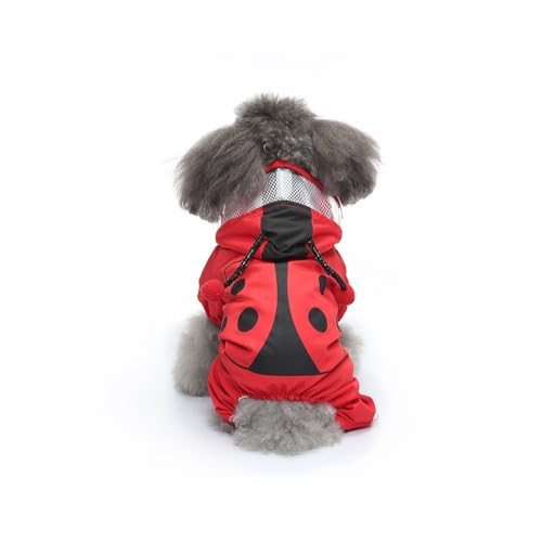 Galatée Hunde Regenmantel, Hunde Regenmantel Mit Kapuze, Haustier Wasserdichtes Schicht Mit Leinenloch, Hunde -Kapuze -Regenmantel Mit Sicheren Reflexionsstreifen(XS, Roter Marienkäfer) von Galatée