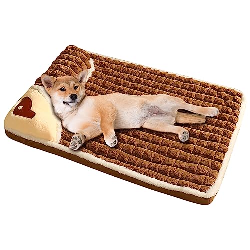 Galatée Hundebett, Gemütliches Plüsch-Hundesofa, Hundebett Mit Abnehmbarem, Waschbarem Bezug, Hundematte Für Guten Halt, Süßes Katzenbett(L, Braun) von Galatée