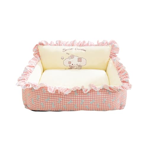 Galatée Hundebett, Haustierbett Mit Abnehmbarem, Waschbarem Bezug, Strapazierfähiges Katzennest Für Hauskatzen, Süßes Haustiersofa Mit Rutschfester Unterseite(XL, Rosa) von Galatée