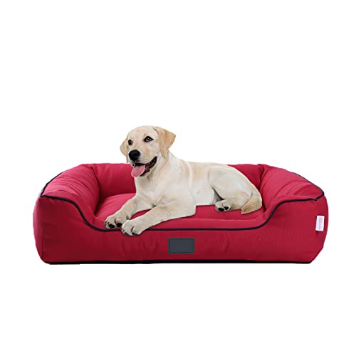 Galatée Hundebett, Haustierbett Mit Abnehmbarem, Waschbarem Reißverschlussbezug, Wasserdicht Und Antifouling-Haustiersofa, Warmes Weiches Katzenbett, Hochelastischem Hundesofa Aus Schwamm(L, Rot) von Galatée