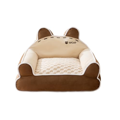 Galatée Hundebett, Haustiersofa Mit Abnehmbarem, Waschbarem Bezug, Flauschiges Hundesofa Mit Rutschfester Unterseite, Süßes Katzennest, Orthopädisches Katzenbett Aus Schaumstoff(M, Braun) von Galatée