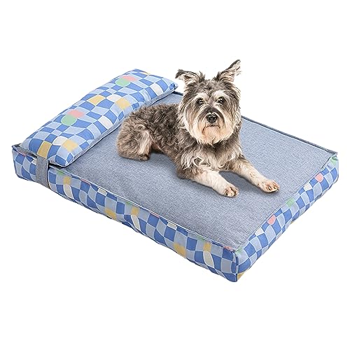 Galatée Hundebett, Hundeschlafsofa Mit Zusätzlicher Kopf- Und Nackenstütze, Weiches Und Bequemes Katzenbett, Hundematte Für Guten Halt, Haustierbett Für Kleine Mittelgroße Hunde(L, Blau) von Galatée