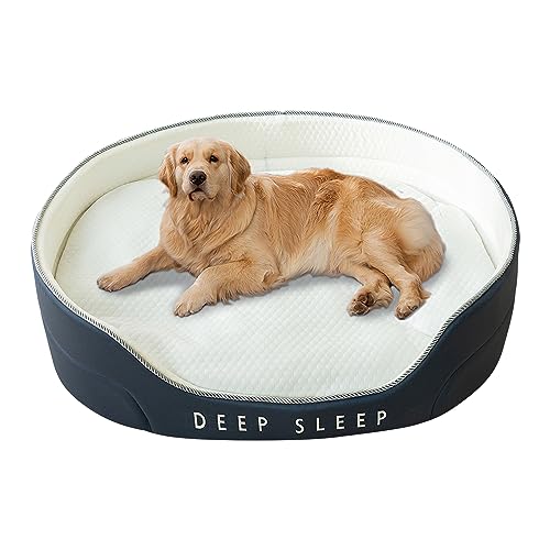 Galatée Hundebett, Hundeschlafsofa Mit Zusätzlicher Kopf- Und Nackenstütze, Weiches Und Bequemes Katzenbett, Hundematte Für Guten Halt, Haustierbett Für Kleine Mittelgroße Hunde(L, Dunkelblau) von Galatée