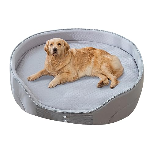 Galatée Hundebett, Hundeschlafsofa Mit Zusätzlicher Kopf- Und Nackenstütze, Weiches Und Bequemes Katzenbett, Hundematte Für Guten Halt, Haustierbett Für Kleine Mittelgroße Hunde(L, Graue Nähte) von Galatée