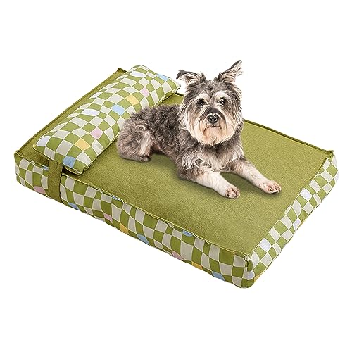 Galatée Hundebett, Hundeschlafsofa Mit Zusätzlicher Kopf- Und Nackenstütze, Weiches Und Bequemes Katzenbett, Hundematte Für Guten Halt, Haustierbett Für Kleine Mittelgroße Hunde(L, Grün) von Galatée