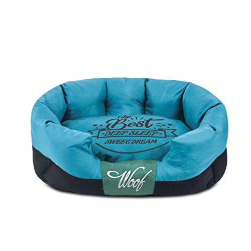 Galatée Hundebett, Rundes Haustierbett Für Hunde Und Katzen, Waschbares Hundebett Mit Abnehmbarem Kissen, Verbessert Den Schlaf, Warmes Und Bequemes Haustiersofa(M, Blau) von Galatée