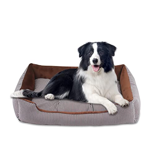 Galatée Hundebett, Warmes Weiches Bequemes Haustiersofa, Hochelastisches Schwamm-Hundesofa, Luxuriöses Katzenkissenbett, Katzenbett Mit Doppelseitigem Innenkissen(M, Dunkelbraun) von Galatée