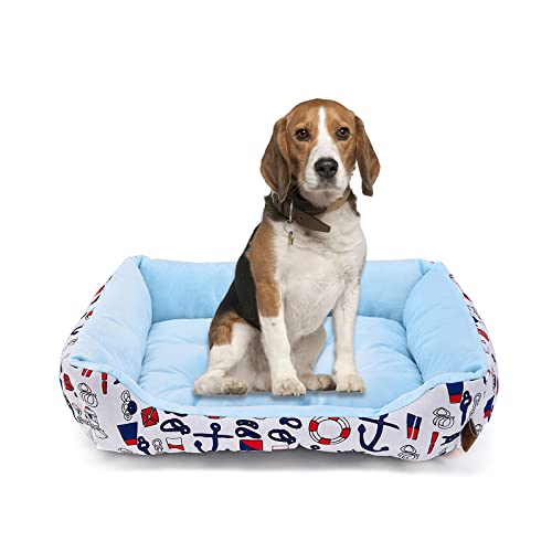 Galatée Hundebett, Warmes Weiches Bequemes Haustiersofa, Memory Schaum Hundeschlafsofa Mit rutschfeste Unterseite, Maschinenwaschbares Katzenbett(M, Rechteck, Blau) von Galatée