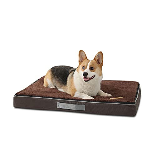 Galatée Hundebett, Waschbare Hundekistenmatratze, Warme Hundematte Mit Rutschfester Unterseite, Hundebett Mit Waschbarem, Abnehmbarem Bezug, Verbessert Den Schlaf, Schwamm Mit Hoher Dichte(XL, Braun) von Galatée