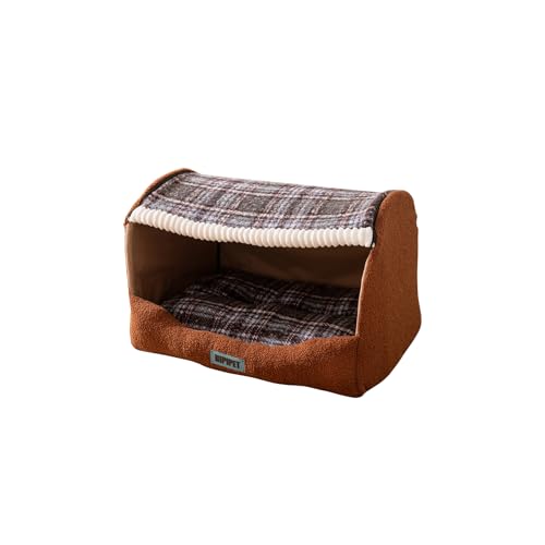 Galatée Hundebett, Waschbares, Faltbares, Weiches Katzenhöhlenbett Mit Abnehmbarem Kissen, Süßes Katzenhaus, Haustiernest Für Den Innenbereich Mit Rutschfester Unterseite(2XL, Dunkelbraun) von Galatée