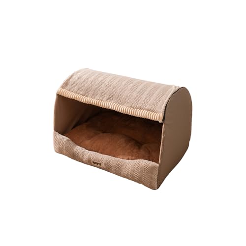 Galatée Hundebett, Waschbares, Faltbares, Weiches Katzenhöhlenbett Mit Abnehmbarem Kissen, Süßes Katzenhaus, Haustiernest Für Den Innenbereich Mit Rutschfester Unterseite(3XL, Hellbraun) von Galatée