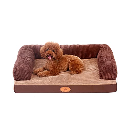 Galatée Hundebett, Waschbares Hundesofa, Hundesofa Mit Abnehmbarem Flanell-Reißverschlussbezug, Haustierbettentlastung Und Verbessertem Schlaf, Braunes Katzenbett(S, Dreiseitiges Kissen) von Galatée