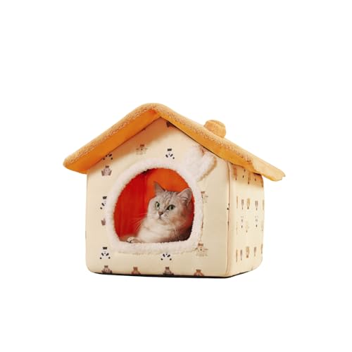 Galatée Hundehütte, Waschbares Katzenhöhlenbett Aus Plüsch, Katzenhütte Für Den Innenbereich, Warmes, Überdachtes Hundebetthaus, Faltbares Und Gemütliches Hundebett Mit Abnehmbarem Kissen(S, Gelb) Galatée Hundehütte, Waschbares Katzenhöhlenbett Aus Plüsch, Katzenhütte Für Den Innenbereich, Warmes, Überdachtes Hundebetthaus, Faltbares Und Gemütliches Hundebett Mit Abnehmbarem Kissen(S, Gelb) von Galatée